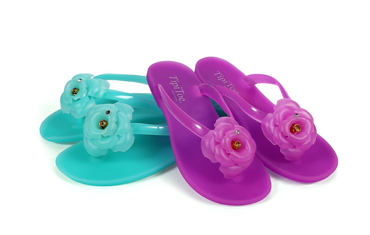 Pupeez Girl's Flower Jelly Thong Flip Flop Slide Summer Sandal