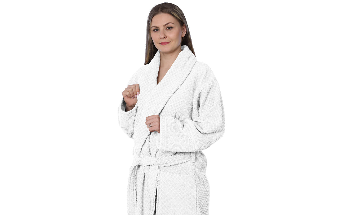 Womens 100% Cotton Shawl Collar Robe Terry Cloth Bathrobe Available In Plus Size