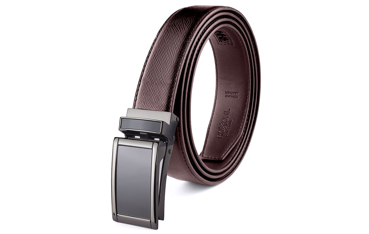 Men's Roxoni Ultra Soft Geniune Leather Ratchet Belt Sliding Buckle