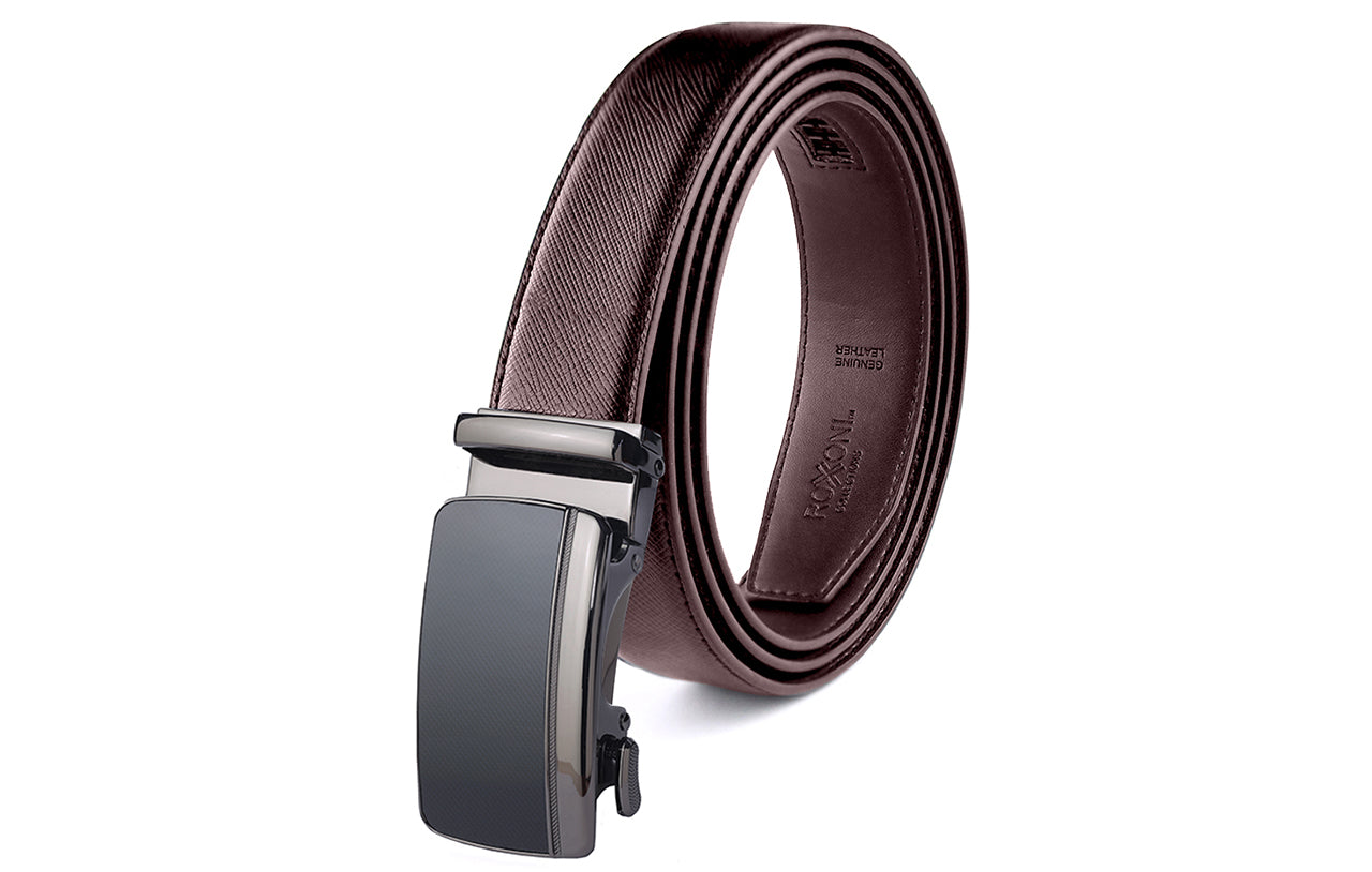 Men's Roxoni Ultra Soft Geniune Leather Ratchet Belt Sliding Buckle