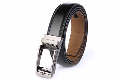 ROXONI Men's Ultra Soft Genuine Leather Ratchet Dress Belt with Automatic Buckle, Enclosed in an Elegant Gift Box