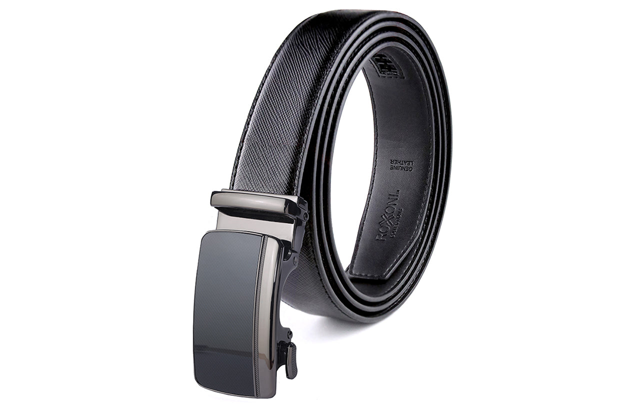 Men's Roxoni Ultra Soft Geniune Leather Ratchet Belt Sliding Buckle