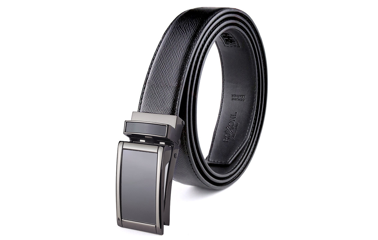 Men's Roxoni Ultra Soft Geniune Leather Ratchet Belt Sliding Buckle