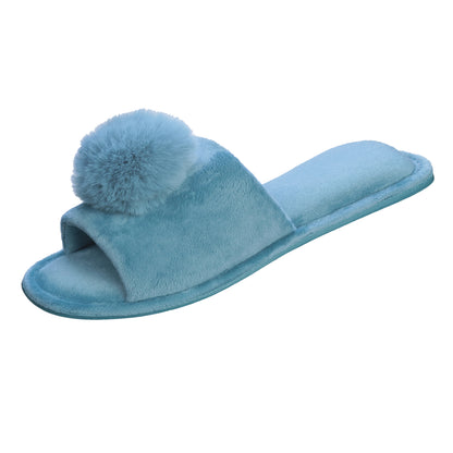 Roxoni Women’s Slippers Lovely Velvet Pom-pom Open Toe House Slides