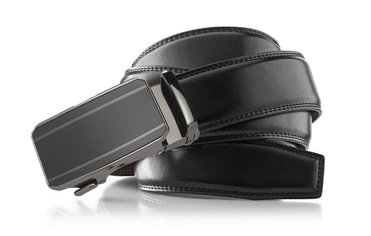 Men's Roxoni Ultra Soft Geniune Leather Rachet Rectangular Prism Dress Belt