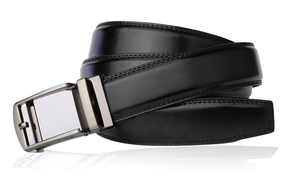 ROXONI Men's Ultra Soft Genuine Leather Ratchet Dress Belt with Automatic Buckle, Enclosed in an Elegant Gift Box
