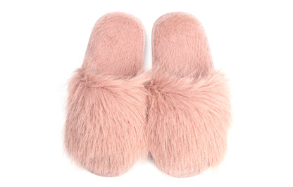 Pupeez Cozy Chic Fuzzy Slippers for Girl's - Fizzy Hair Top with Faux Fur Body, Comfortable & Relaxing