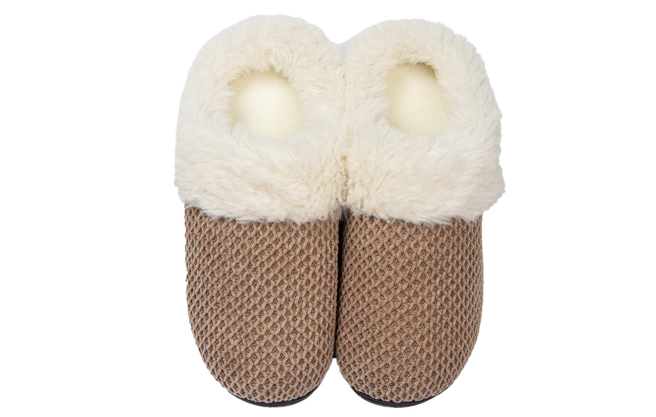 Roxoni Women's Fleece Trim Knit Sweater Furr Clog Slipper