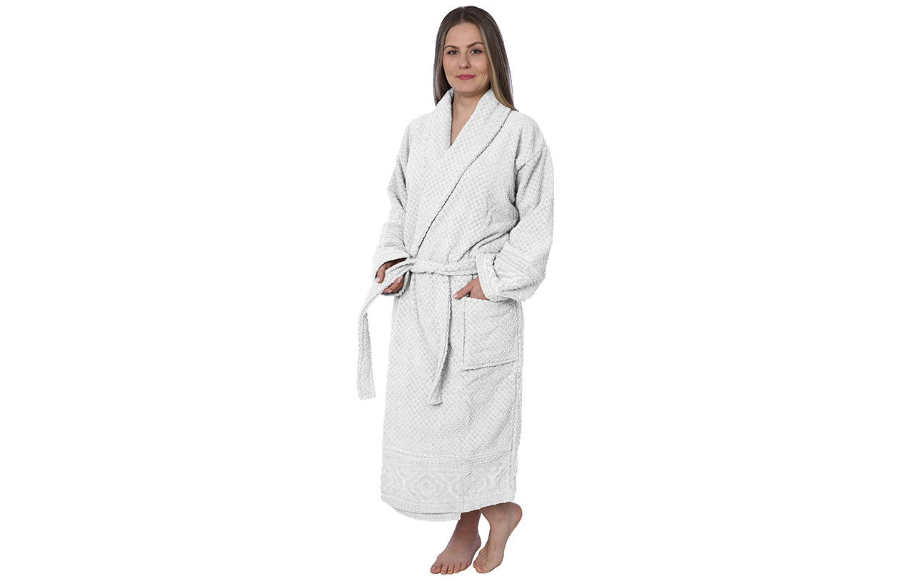 Womens 100% Cotton Shawl Collar Robe Terry Cloth Bathrobe Available In Plus Size