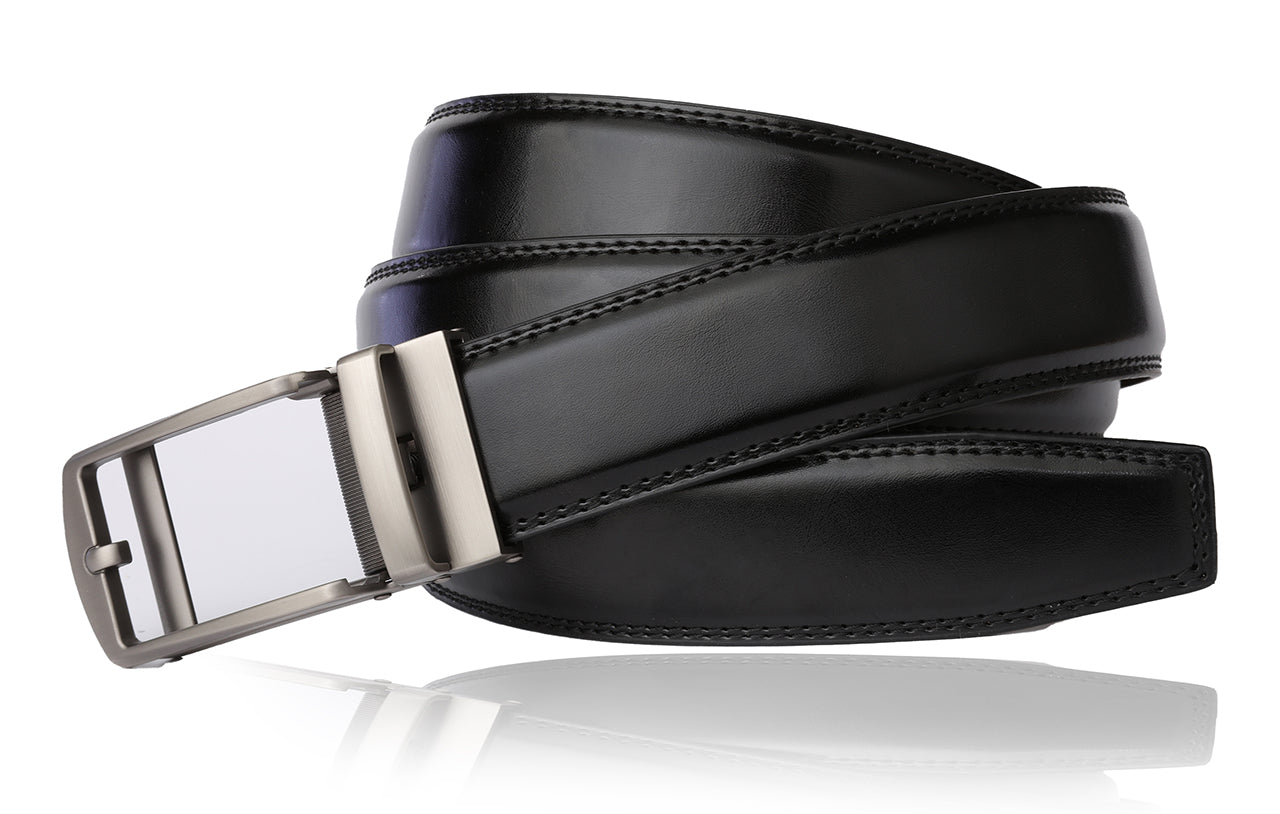 ROXONI Men's Ultra Soft Genuine Leather Ratchet Dress Belt with Automatic Buckle, Enclosed in an Elegant Gift Box