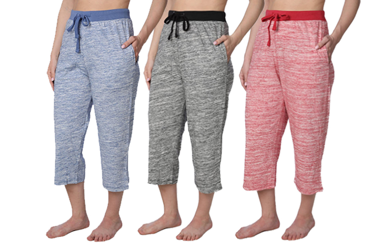 Women's Capri Jersey Knit Pajama Lounge Pant Available In Plus Size