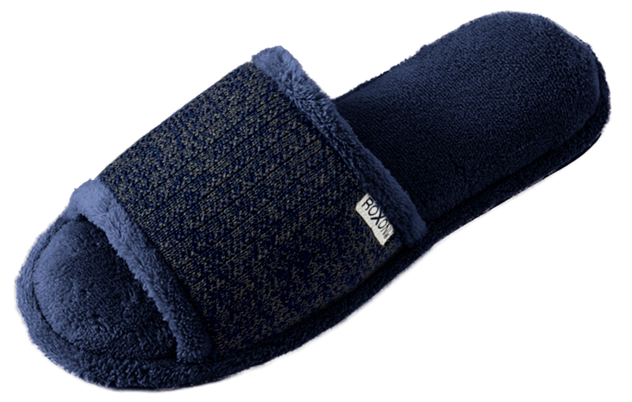 Roxoni Women’s Plush Open Toe House Slippers – Soft Memory Foam Indoor Slides with Non-Slip Sole, Cozy Breathable Open Back Design
