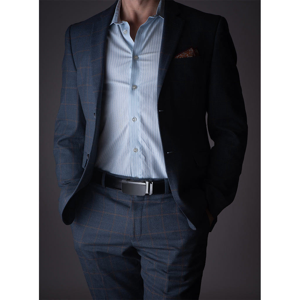 Men's Roxoni Ultra Soft Geniune Leather Ratchet Belt Sliding Buckle