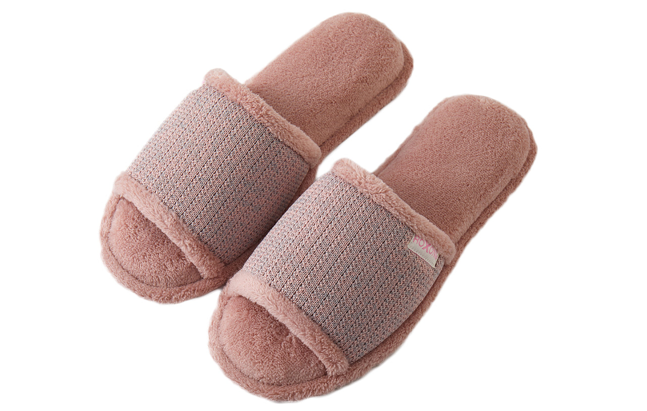 Roxoni Women’s Plush Open Toe House Slippers – Soft Memory Foam Indoor Slides with Non-Slip Sole, Cozy Breathable Open Back Design