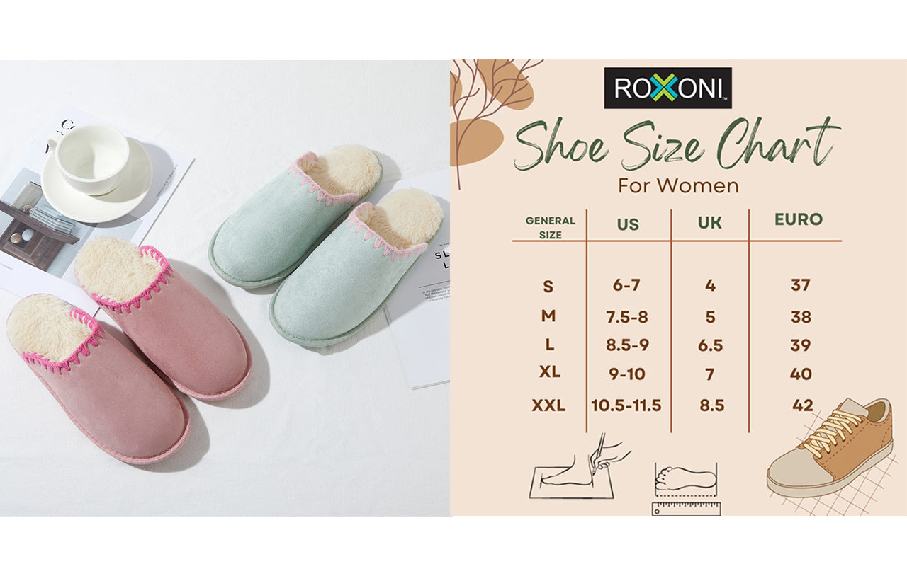 Roxoni Women’s Cozy Indoor Slippers, Plush Faux Fur Lining, Soft Memory Foam House Shoes, Non-Slip Warm Winter Home Footwear