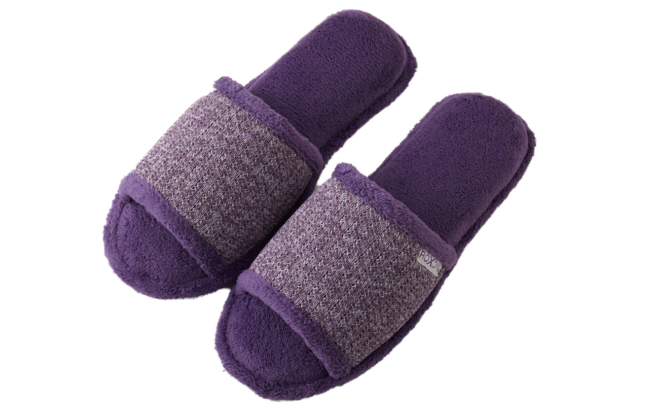 Roxoni Women’s Plush Open Toe House Slippers – Soft Memory Foam Indoor Slides with Non-Slip Sole, Cozy Breathable Open Back Design