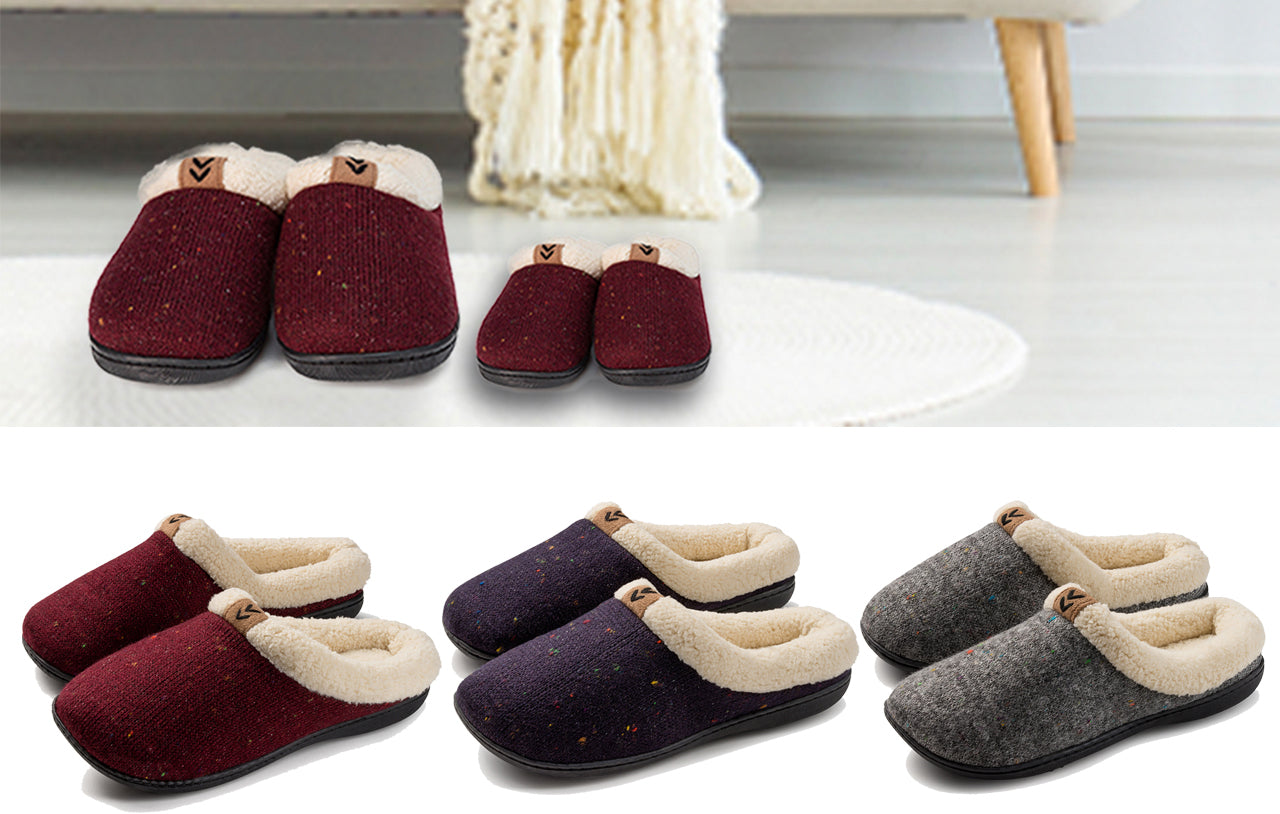 Roxoni Women's Sweater Knit Fleece Lined Clog Slippers Warm House Shoe