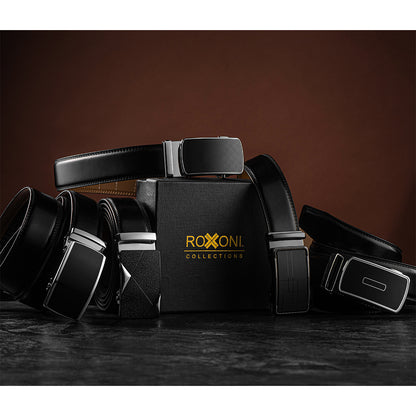 Men's Roxoni Ultra Soft Geniune Leather Ratchet Belt Sliding Buckle