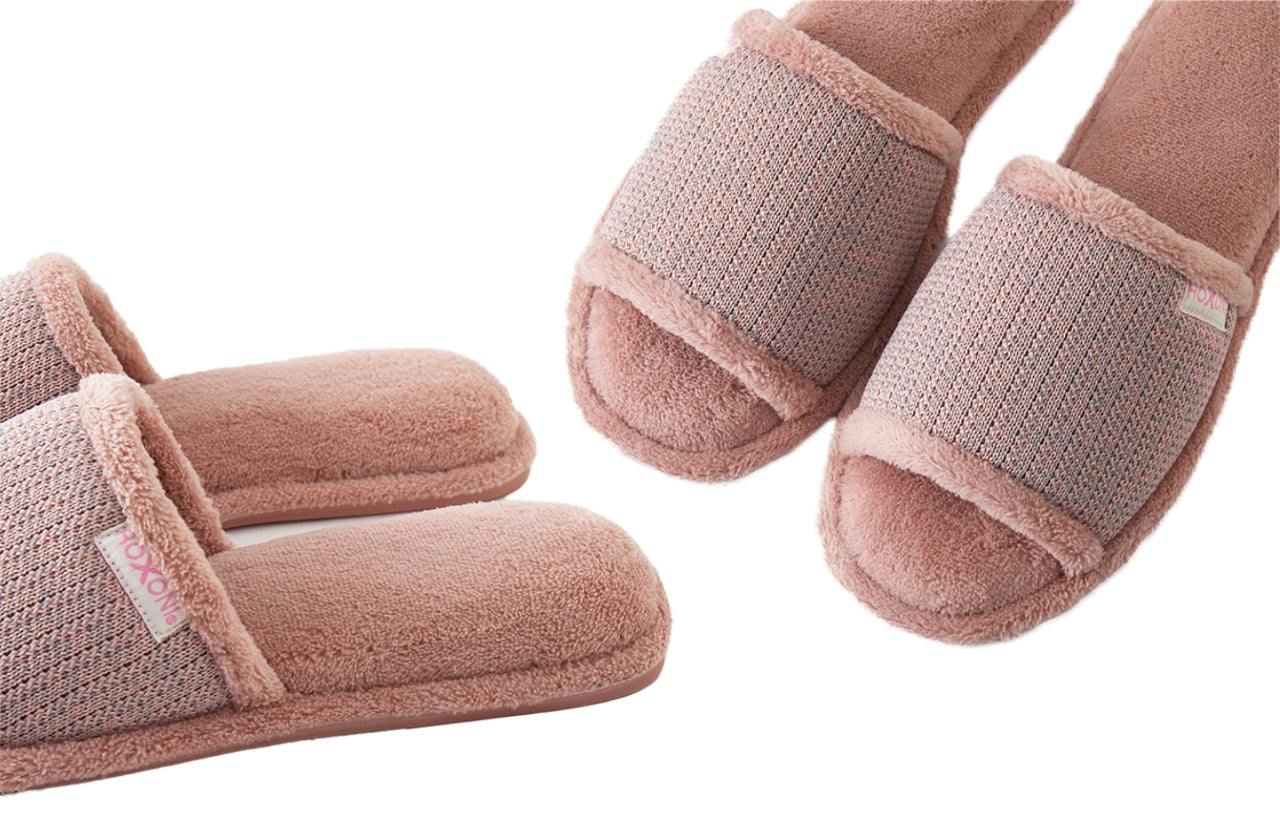 Roxoni Women’s Plush Open Toe House Slippers – Soft Memory Foam Indoor Slides with Non-Slip Sole, Cozy Breathable Open Back Design
