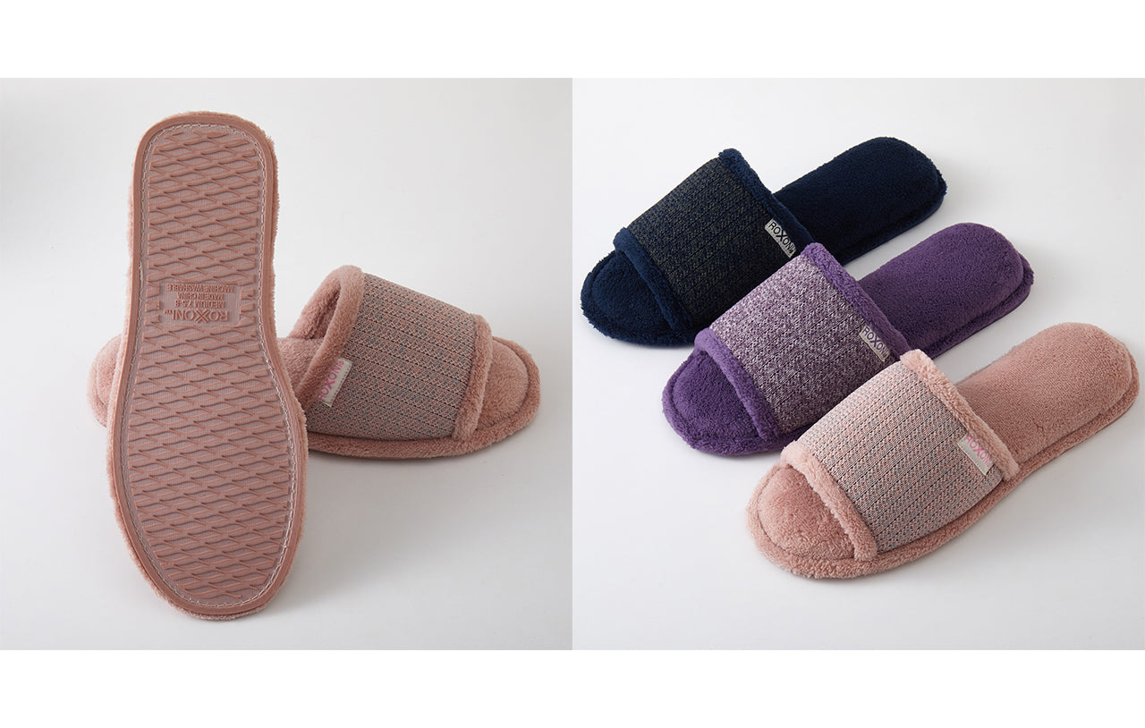 Roxoni Women’s Plush Open Toe House Slippers – Soft Memory Foam Indoor Slides with Non-Slip Sole, Cozy Breathable Open Back Design