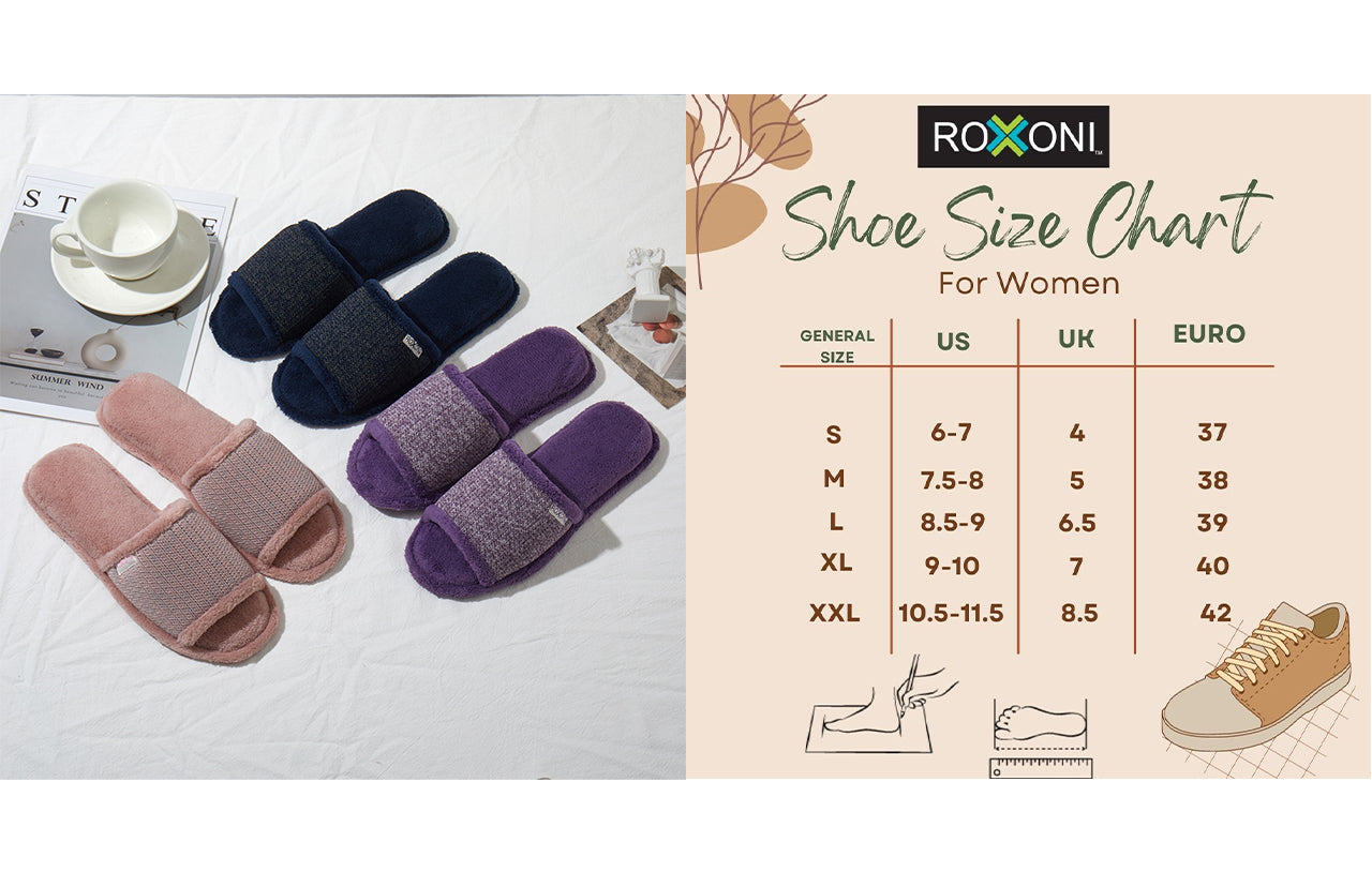Roxoni Women’s Plush Open Toe House Slippers – Soft Memory Foam Indoor Slides with Non-Slip Sole, Cozy Breathable Open Back Design