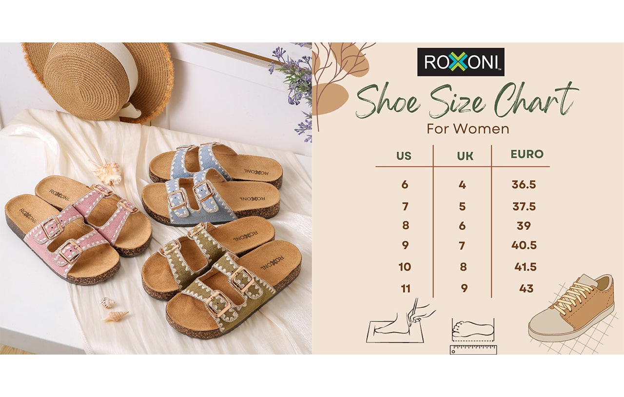 Roxoni Women's Fashion Cork Sole Double Buckle Indoor/Outdoor Sandal