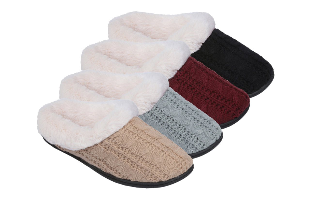 Roxoni Women's Slippers Cable Knit Super Cozy Comfort Clog