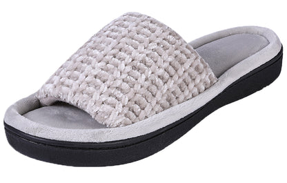 Roxoni Women's Soft Open Toe Slide Slippers, Indoor Outdoor Rubber Sole