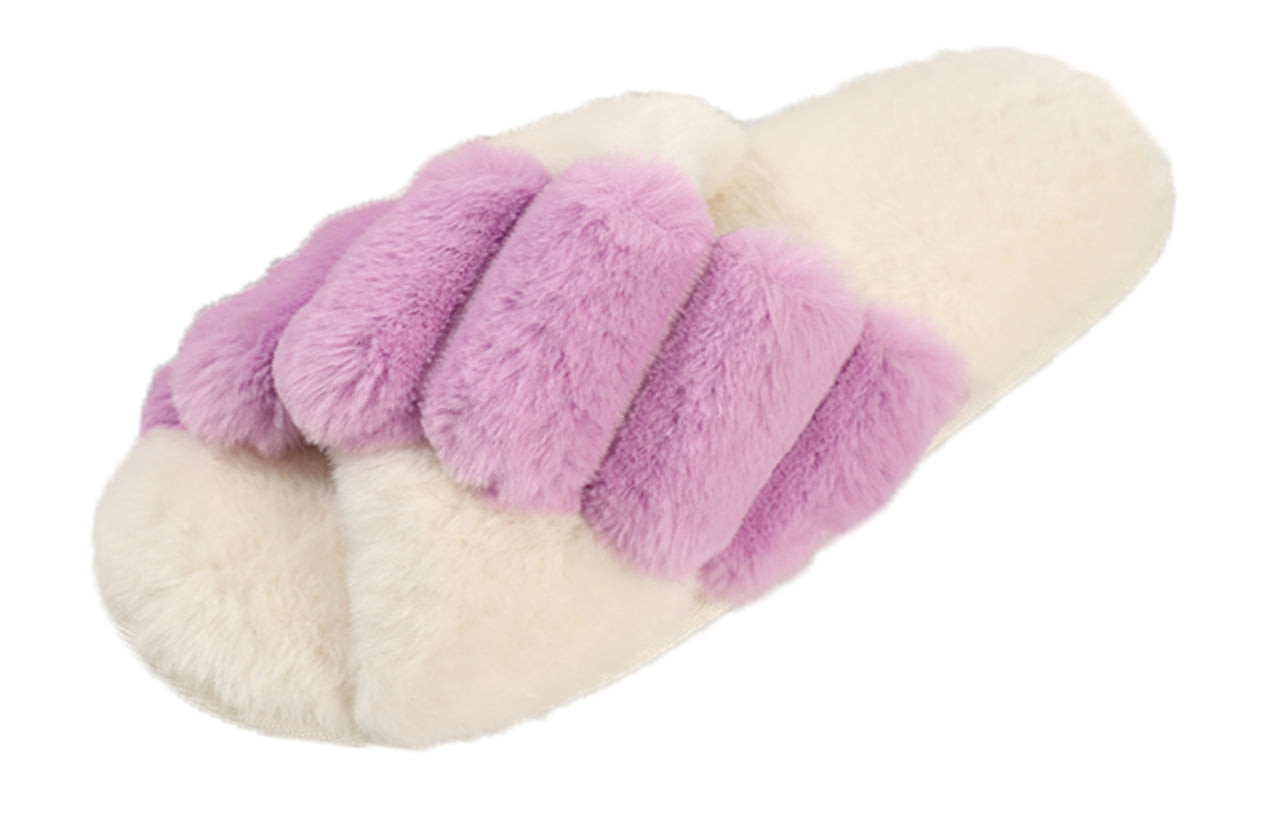Inviting Faux Fur Slippers for Women - Unique Cotton Stuffing, Comfortable, Warm, Slip-On