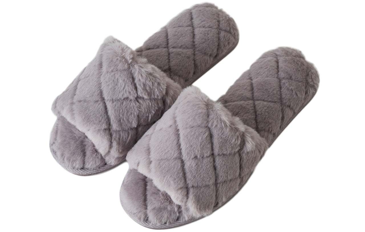 Roxoni Women Soft Comfy Patterned Fluffy Plush Slip On House Slipper