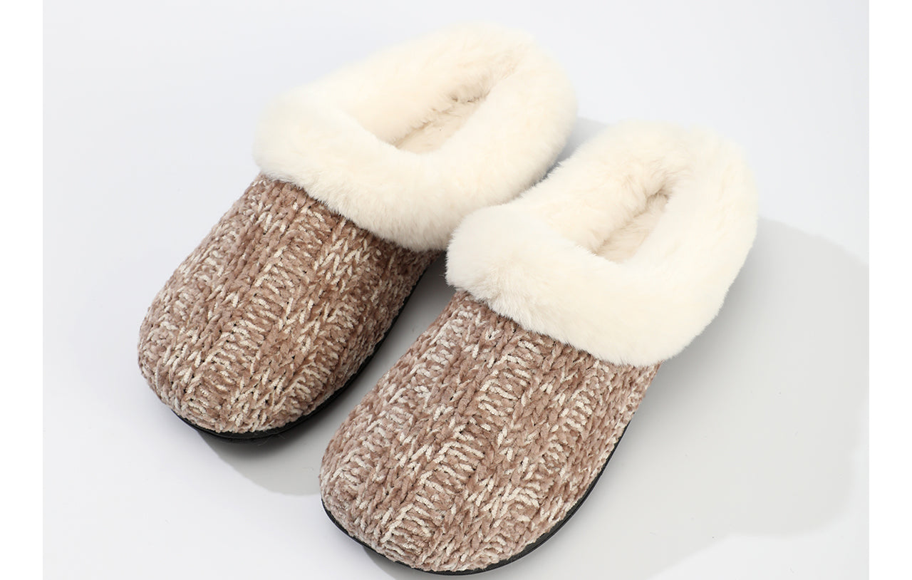 Roxoni Women's Chenille Twist Upper With Rabbit Hair Clog Slipper