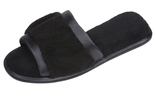 Roxoni Women's Open Toe Slide Slipper ; Ideal Terry Cloth House Shoe for Indoor and Outdoor