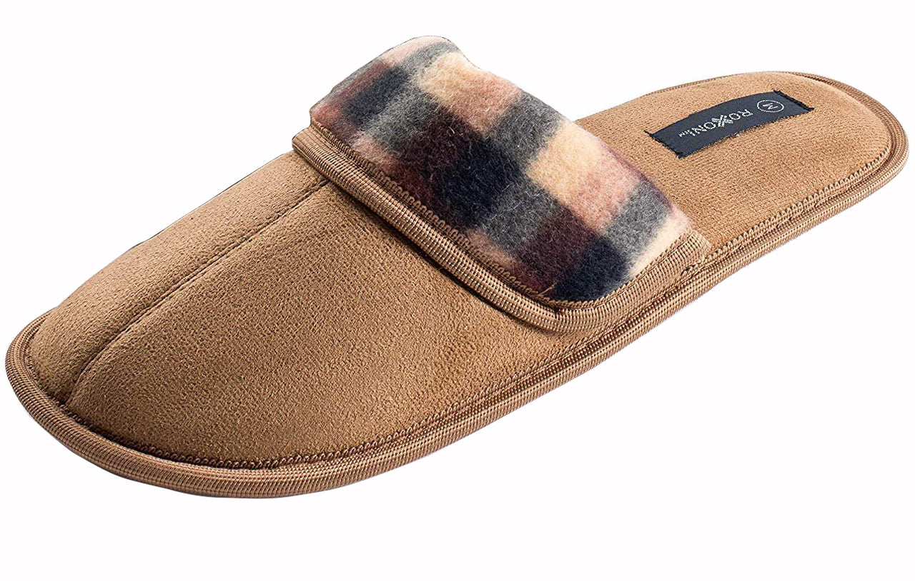 Roxoni Men's Suede Scuff Slipper Classic Style House Slipper