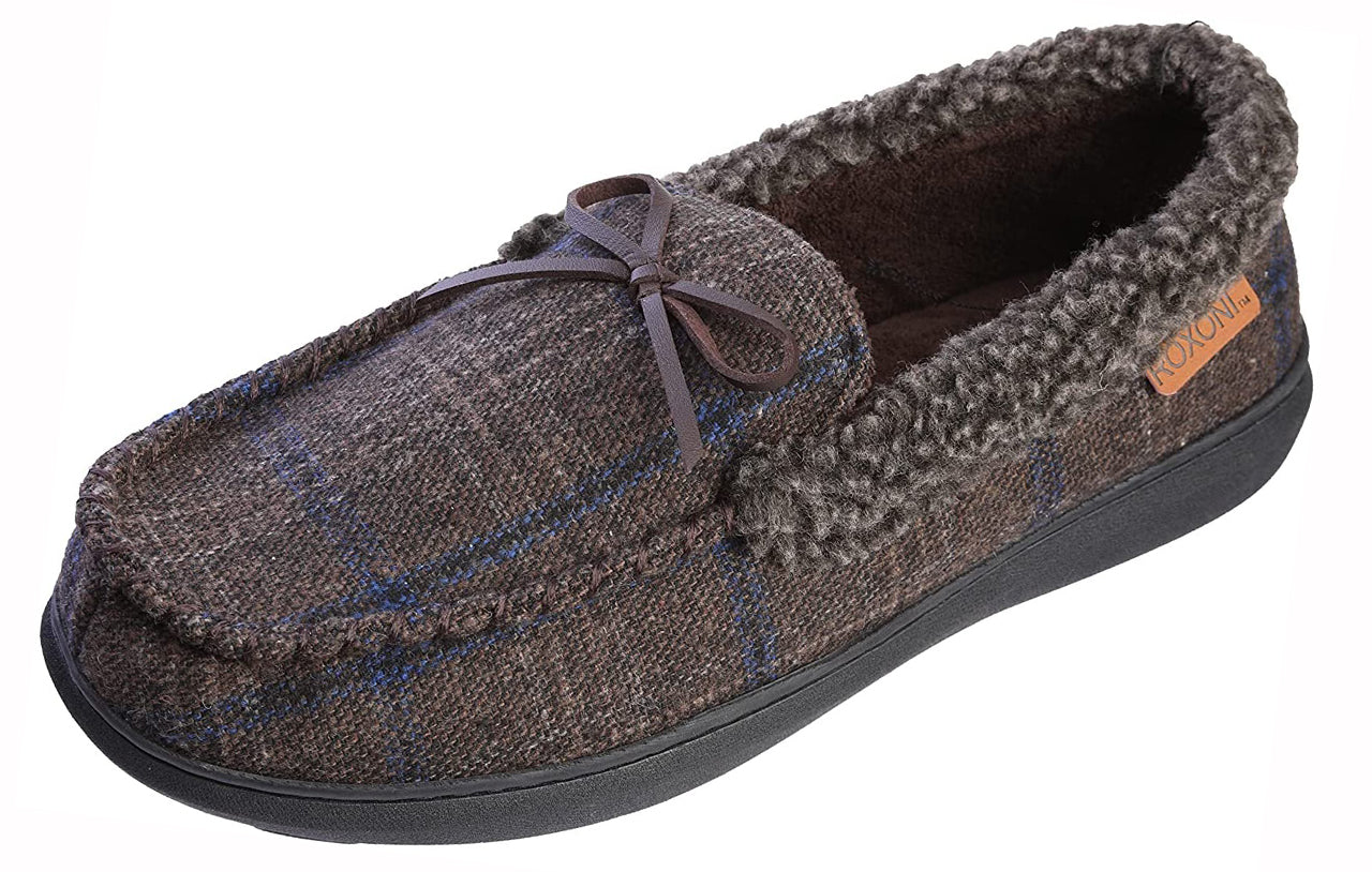 Men's Slippers Moccasin Plush Lined House Shoes Fuzzy Furry