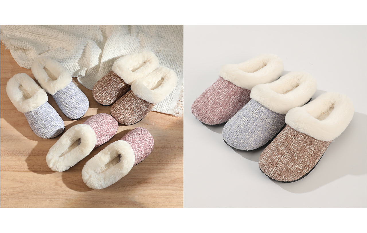 Roxoni Women's Chenille Twist Upper With Rabbit Hair Clog Slipper