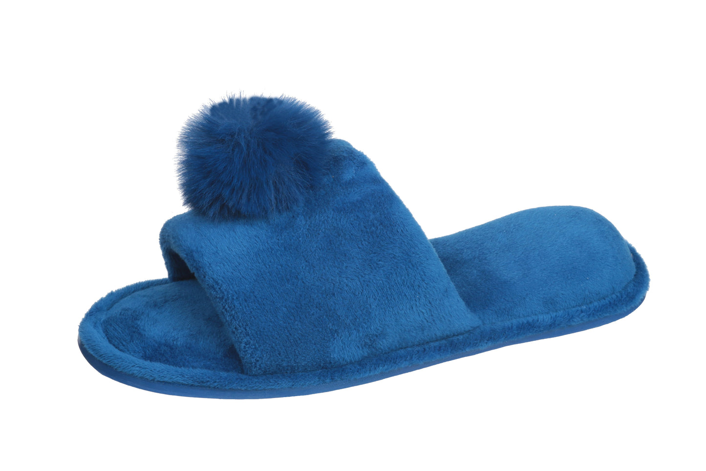 Pupeez Girl's Lovely Velvet Pom-pom Open Toe Kids House Slides Slipper
