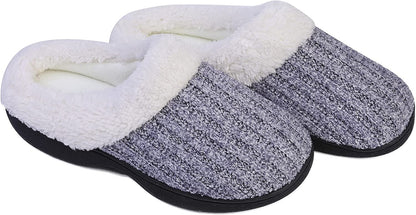 Roxoni Women’s House Slippers Knit Fleece Lined Cozy Clog House Shoes