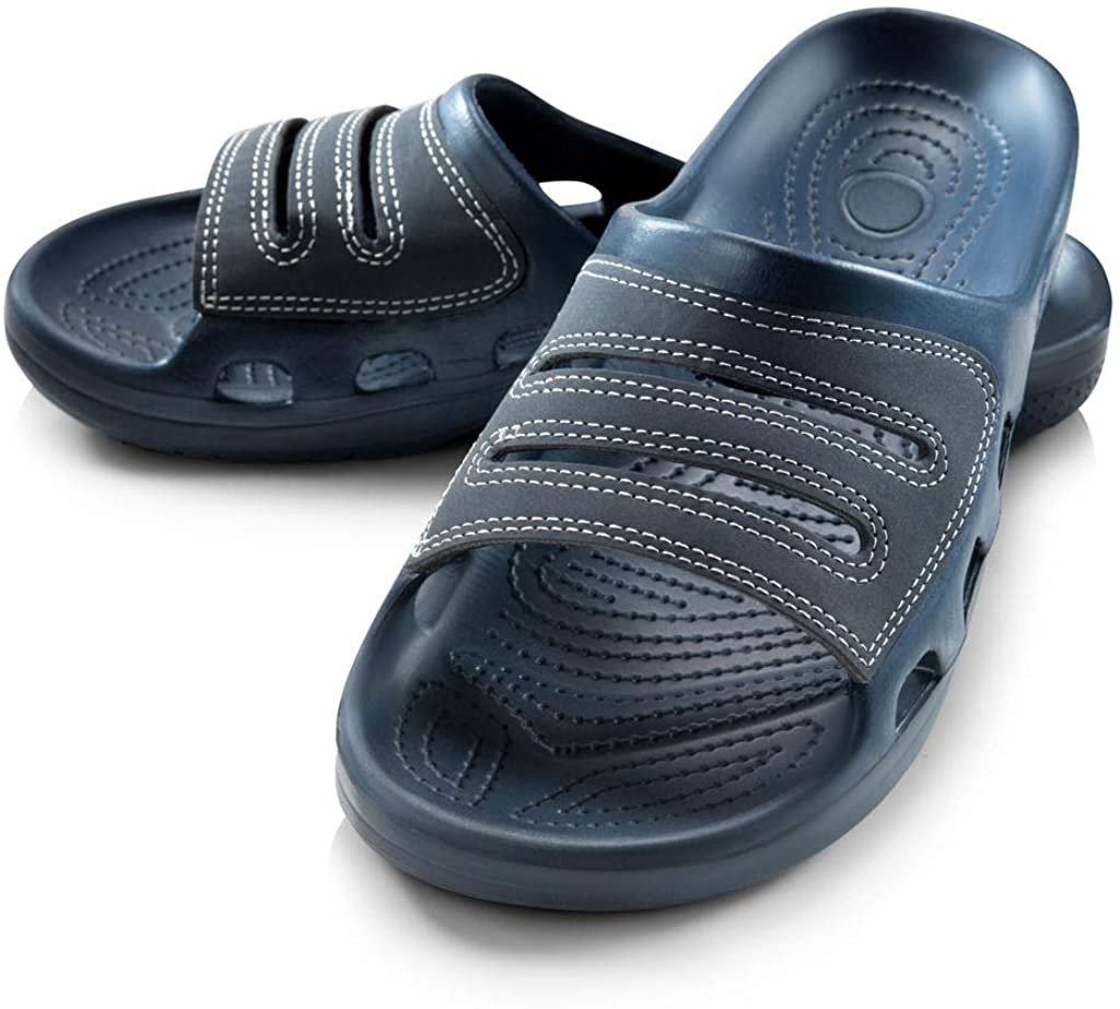 Roxoni Slide Sandals for Men | Open Toe Slip-On | Waterproof Rubber for Beach, Pool, Gym, Travel Wear