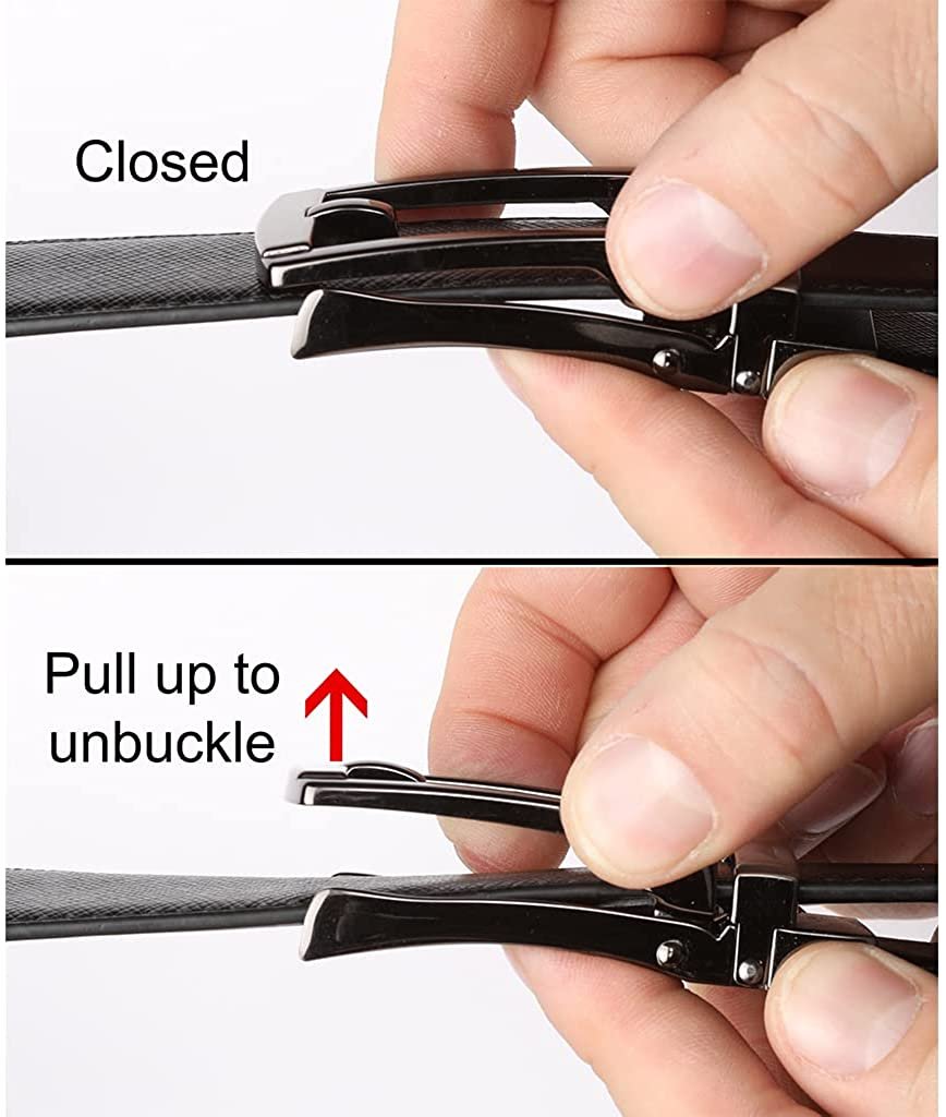 ROXONI Men's Ultra Soft Genuine Leather Ratchet Dress Belt with Automatic Buckle, Enclosed in an Elegant Gift Box