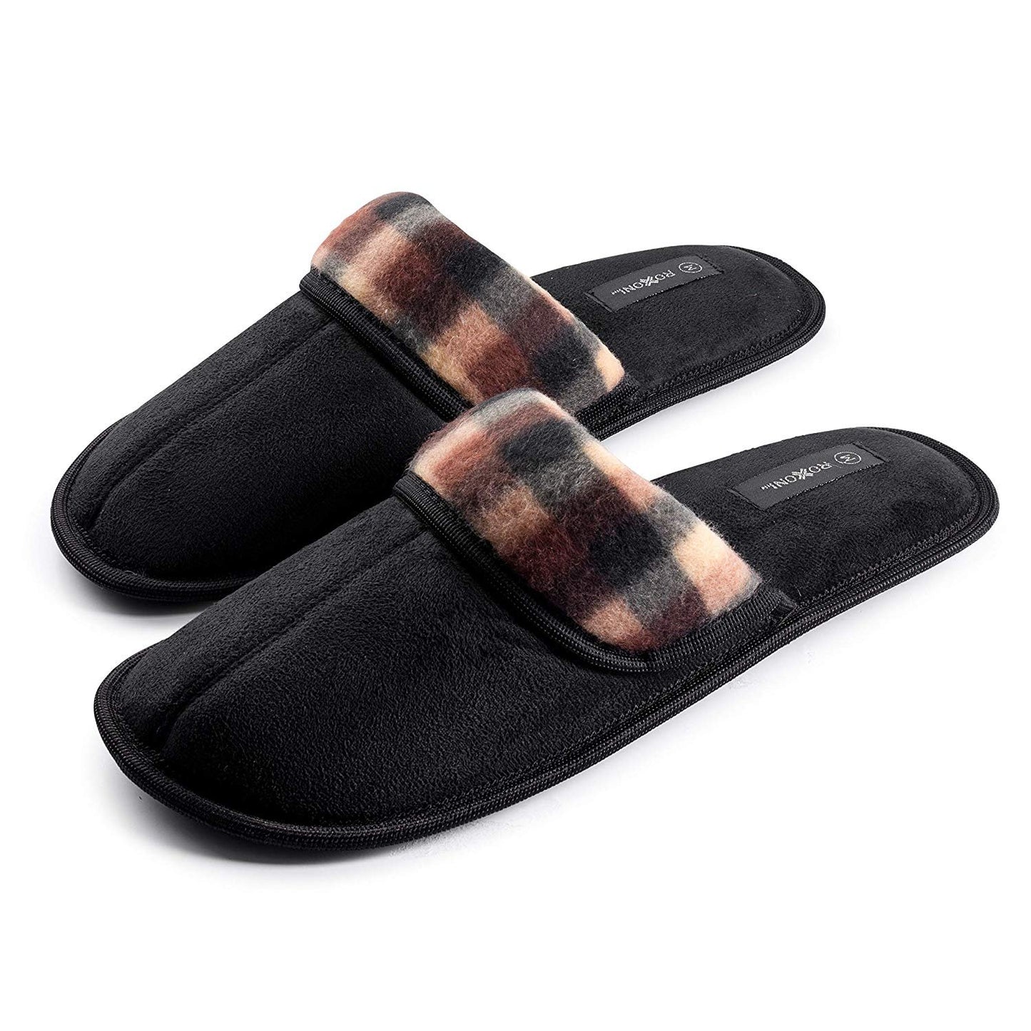 Roxoni Men's Suede Scuff Slipper Classic Style House Slipper