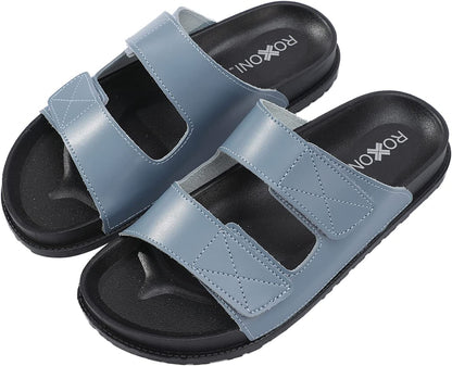 Roxoni Women’s Cushioned Two Strap Footbed Sandals Lightweight Open Toe Slide Sandals