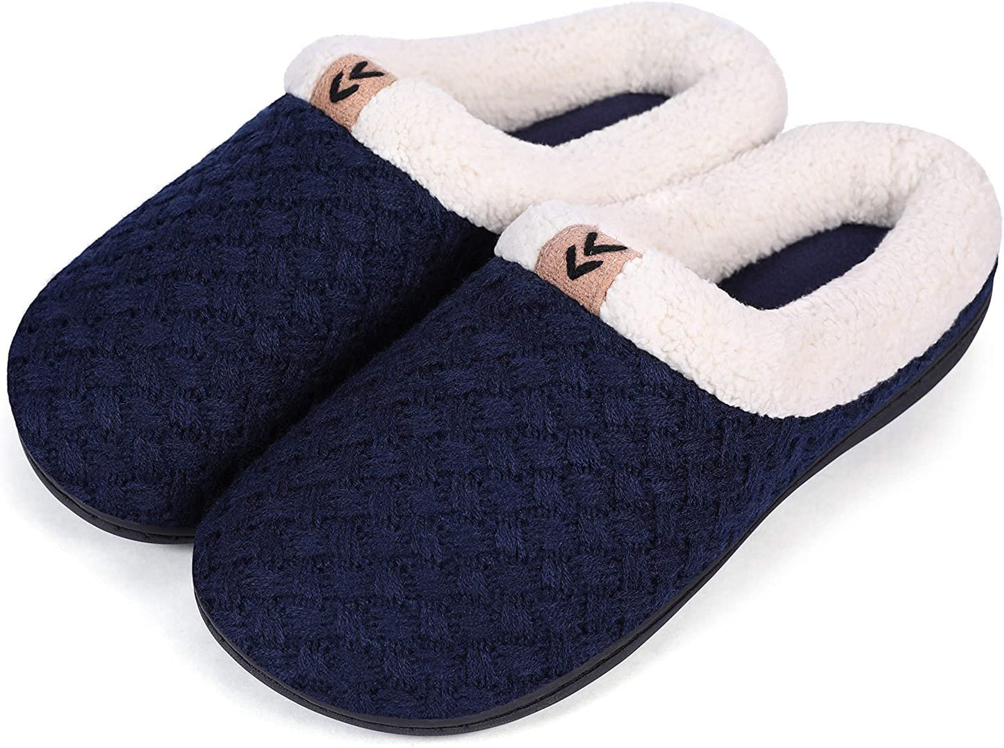 Roxoni Women's Slippers Cozy Fleece Warm Clog Knit Winter Ladies House Shoe Non-Slip