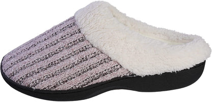 Roxoni Women’s House Slippers Knit Fleece Lined Cozy Clog House Shoes