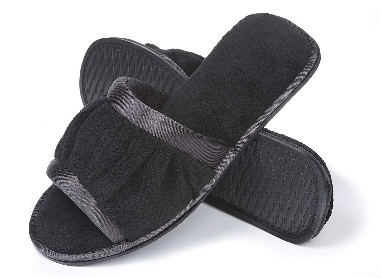 Roxoni Women's Open Toe Slide Slipper ; Ideal Terry Cloth House Shoe for Indoor and Outdoor
