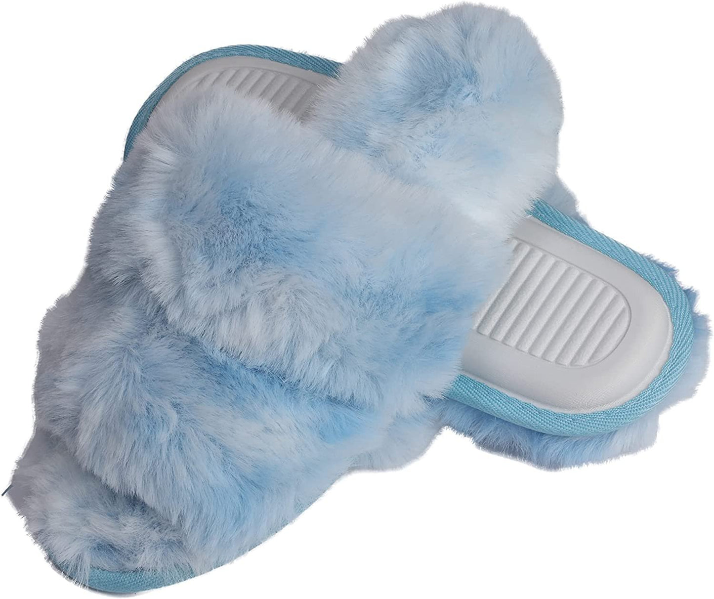 Roxoni Faux Fur Tie & Dye Slippers – Stylish & Trendy Slip-ons for Women – Super Soft Fluffy Fur for Superior Comfort & Luxury