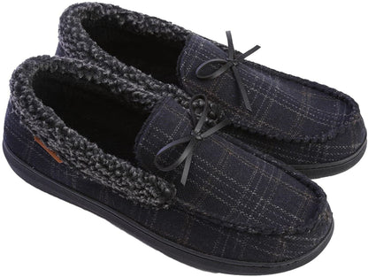 Men's Slippers Moccasin Plush Lined House Shoes Fuzzy Furry