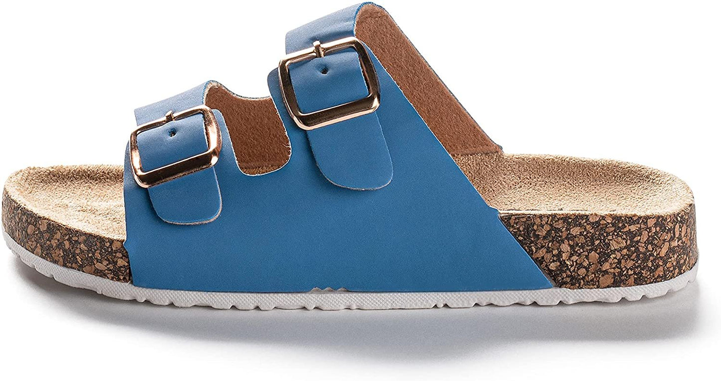 Pupeez Girls Comfort Sandals Double Buckle Adjustable Slip on Summer Slides Soft Footbed