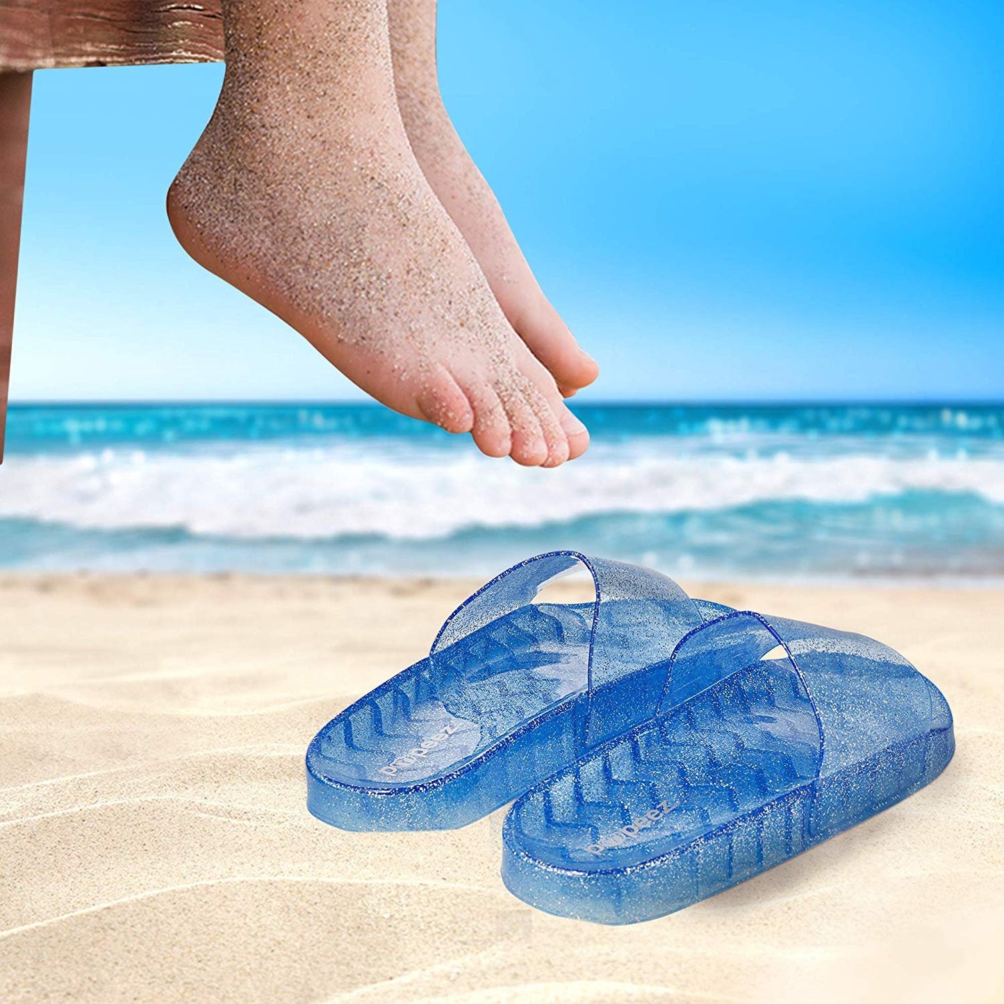 Pupeez Girls Summer Open Toe Jelly Slide Sandals