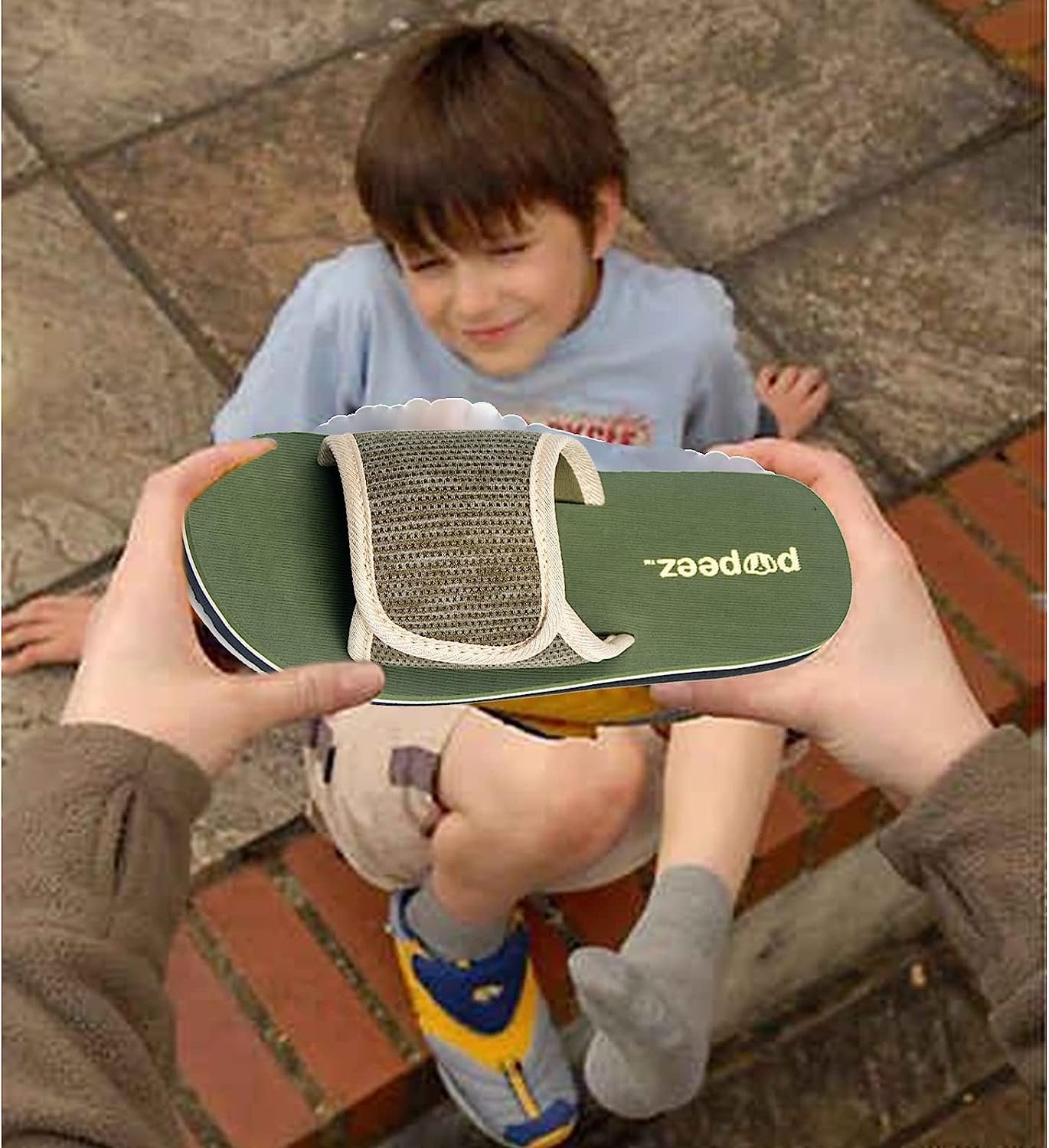 Pupeez Boys Open Toe Slipper Sandals for Indoor/Outdoor Fashion Father and Son Matching Slippers in Blue, Olive Green and Black