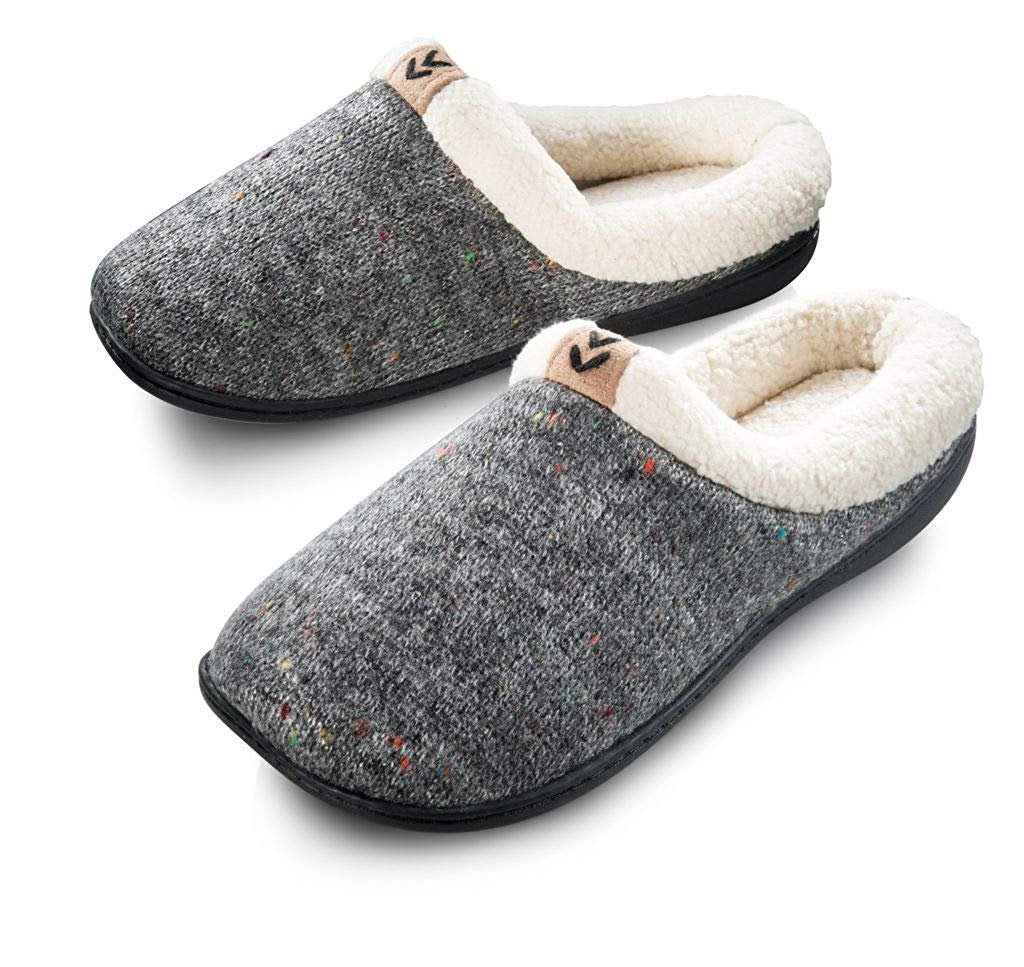 Roxoni Women's Sweater Knit Fleece Lined Clog Slippers Warm House Shoe